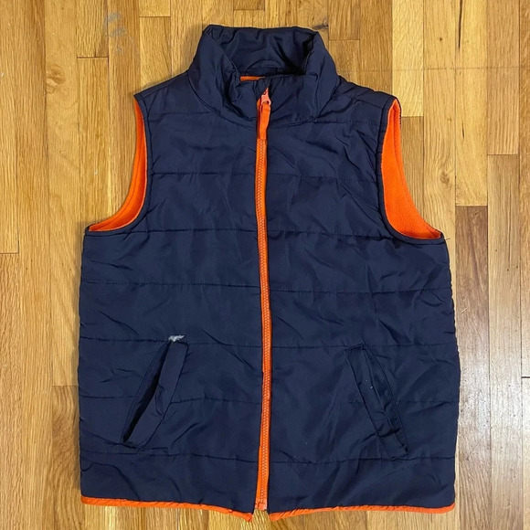 4/$25 The Children’s Place Boys Navy Blue Fleece Lined Puffer Vest Size Medium - Picture 1 of 8